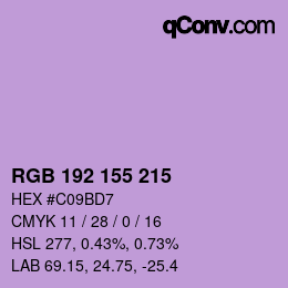 颜色代码: RGB 192 155 215 | qconv.com