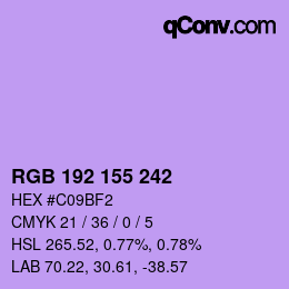 カラーコード: RGB 192 155 242 | qconv.com