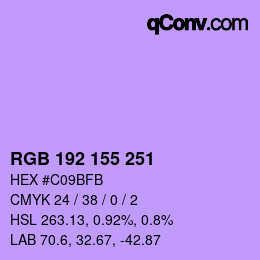 カラーコード: RGB 192 155 251 | qconv.com