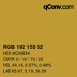 Color code: RGB 192 155 52 | qconv.com