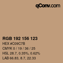 Color code: RGB 192 156 123 | qconv.com