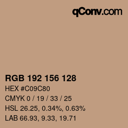 カラーコード: RGB 192 156 128 | qconv.com