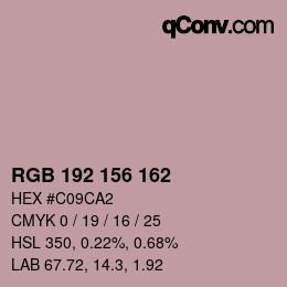 Color code: RGB 192 156 162 | qconv.com