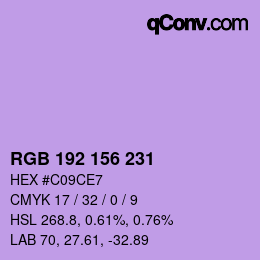 Color code: RGB 192 156 231 | qconv.com