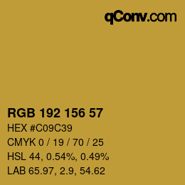 Color code: RGB 192 156 57 | qconv.com