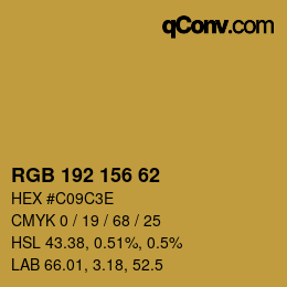 Color code: RGB 192 156 62 | qconv.com
