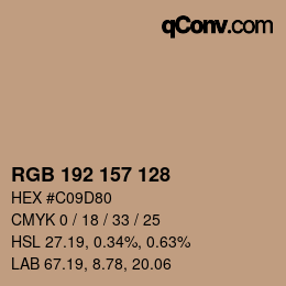 カラーコード: RGB 192 157 128 | qconv.com