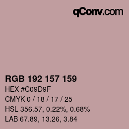 Code couleur: RGB 192 157 159 | qconv.com