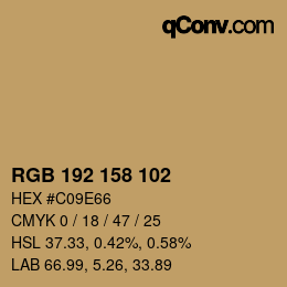 カラーコード: RGB 192 158 102 | qconv.com
