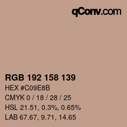 Color code: RGB 192 158 139 | qconv.com