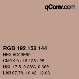 カラーコード: RGB 192 158 144 | qconv.com