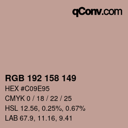 Color code: RGB 192 158 149 | qconv.com