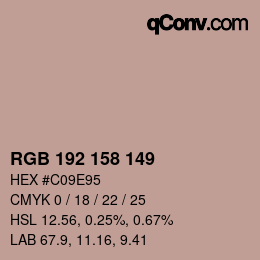 カラーコード: RGB 192 158 149 | qconv.com