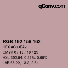 カラーコード: RGB 192 158 162 | qconv.com
