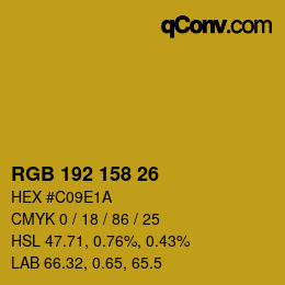 カラーコード: RGB 192 158 26 | qconv.com