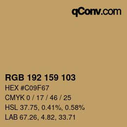 Color code: RGB 192 159 103 | qconv.com
