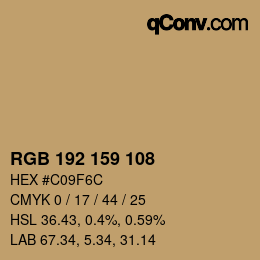 Color code: RGB 192 159 108 | qconv.com