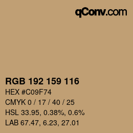 カラーコード: RGB 192 159 116 | qconv.com