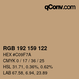 Farbcode: RGB 192 159 122 | qconv.com