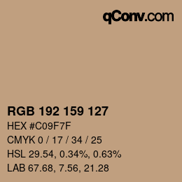 カラーコード: RGB 192 159 127 | qconv.com