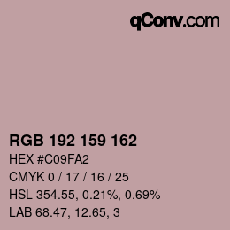 Color code: RGB 192 159 162 | qconv.com