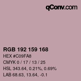 Color code: RGB 192 159 168 | qconv.com
