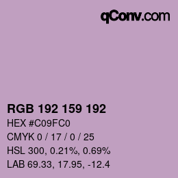 カラーコード: RGB 192 159 192 | qconv.com