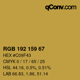 Color code: RGB 192 159 67 | qconv.com