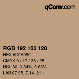 カラーコード: RGB 192 160 128 | qconv.com