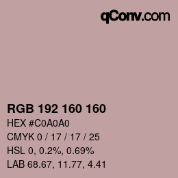 Color code: RGB 192 160 160 | qconv.com