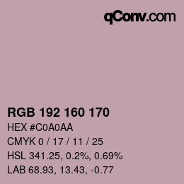 Color code: RGB 192 160 170 | qconv.com