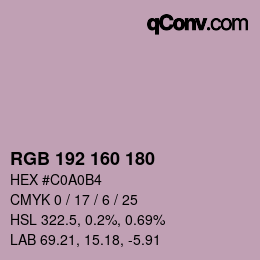 Color code: RGB 192 160 180 | qconv.com