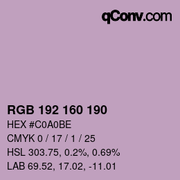Color code: RGB 192 160 190 | qconv.com