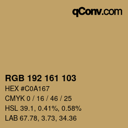 Color code: RGB 192 161 103 | qconv.com