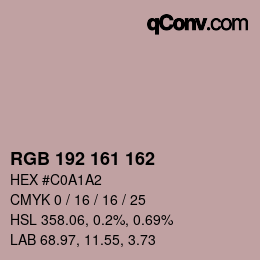 カラーコード: RGB 192 161 162 | qconv.com