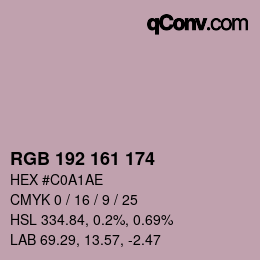 Color code: RGB 192 161 174 | qconv.com