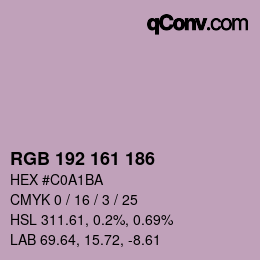 Color code: RGB 192 161 186 | qconv.com