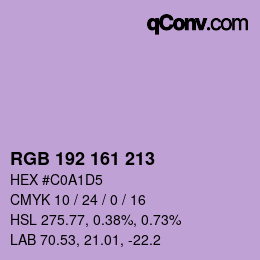 カラーコード: RGB 192 161 213 | qconv.com