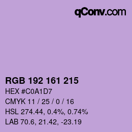 Color code: RGB 192 161 215 | qconv.com