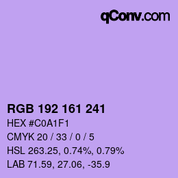 Color code: RGB 192 161 241 | qconv.com