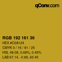 Color code: RGB 192 161 36 | qconv.com