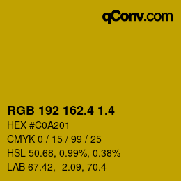 カラーコード: RGB 192 162.4 1.4 | qconv.com