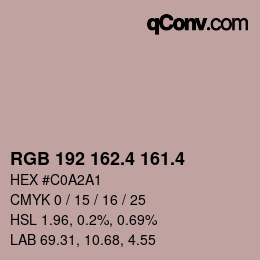 カラーコード: RGB 192 162.4 161.4 | qconv.com