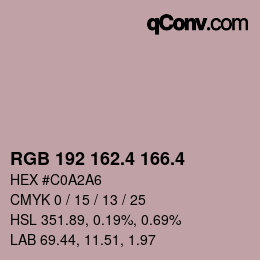 カラーコード: RGB 192 162.4 166.4 | qconv.com