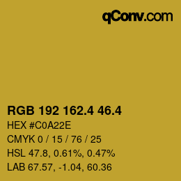 カラーコード: RGB 192 162.4 46.4 | qconv.com