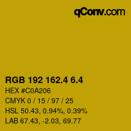 カラーコード: RGB 192 162.4 6.4 | qconv.com