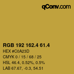 カラーコード: RGB 192 162.4 61.4 | qconv.com