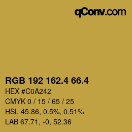 カラーコード: RGB 192 162.4 66.4 | qconv.com