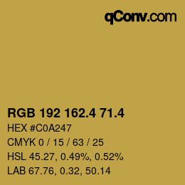 カラーコード: RGB 192 162.4 71.4 | qconv.com