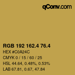 カラーコード: RGB 192 162.4 76.4 | qconv.com